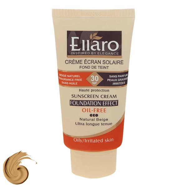 ضدآفتاب فاقد چربی کرم پودری بژ طبیعی Ellaro الارو مدل SPF30 ضدآفتاب فاقد چربی کرم پودری بژ طبیعی Ellaro الارو مدل SPF30