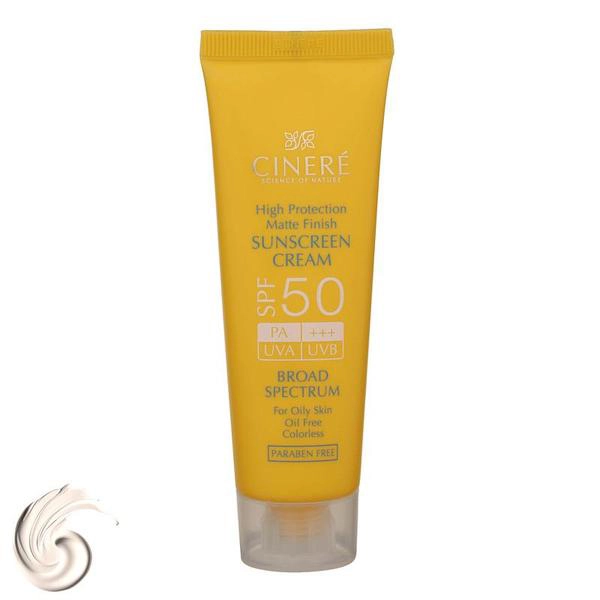 ضدآفتاب فاقد چربی بی رنگ Cinere سینره مدل SPF50 پوست چرب ضدآفتاب فاقد چربی بی رنگ Cinere سینره مدل SPF50 پوست چرب