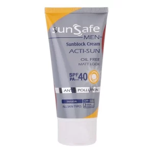 ضد آفتاب Sun safe آقایان بدون رنگ و سفید کنندگی Spf 50