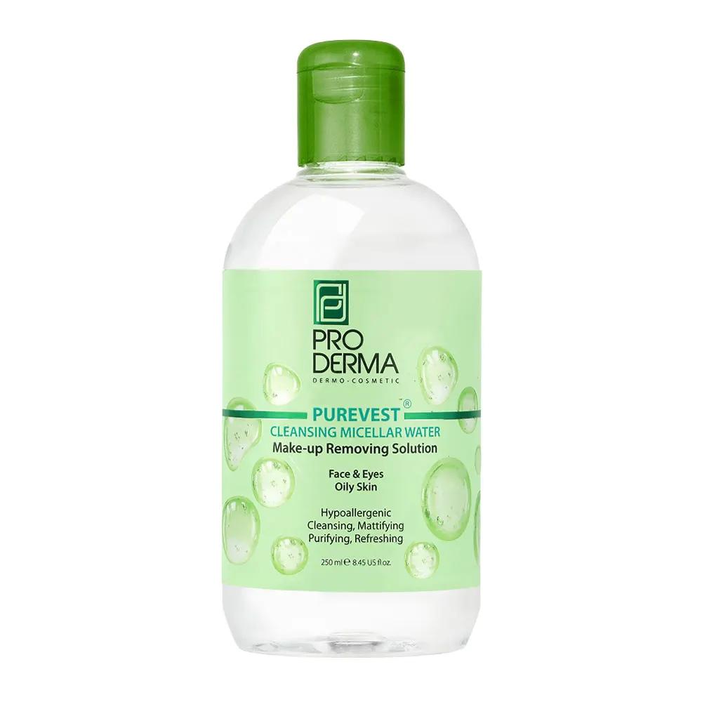 micellar cleansing water-oily skin 250ml PRODERMA محلول پاک کننده آرایش پرودرما Purevest مناسب پوست چرب 250 میلیلیتر